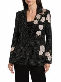 alice + olivia Macey Embellished Notch Lapel Blazer in black hematitie - women's jacket