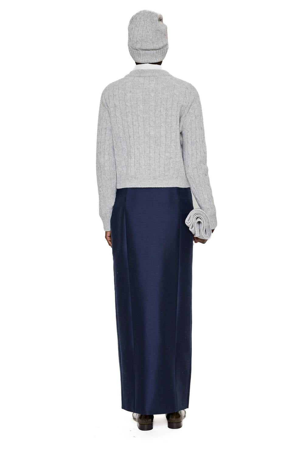 arch4 Cashmere Clover Mews Sweater in husky grey silver sequins - women's sweater - detail view