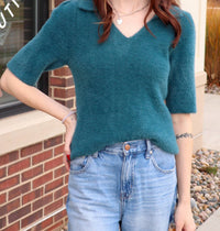Melissa Nepton - Shea Short Sleeve Collared Sweater