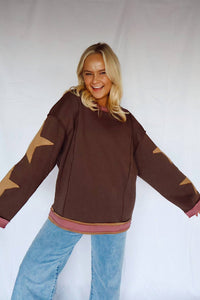 Bibi - Oversized Star Down Crewneck Top
