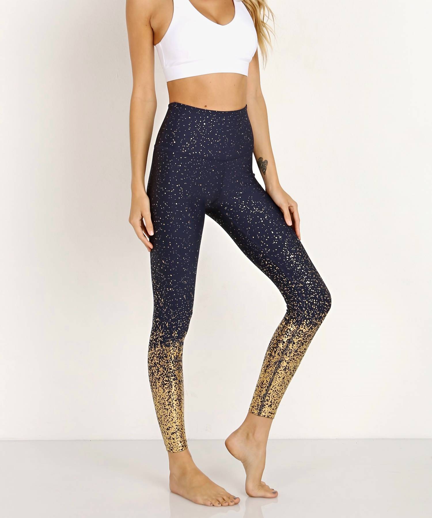 BEYOND YOGA High Waist Midi Legging in blues alloy ombre - women's pants - alternate view