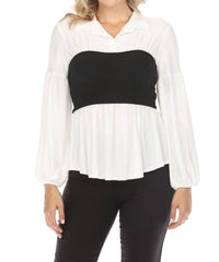 Joseph Ribkoff - Two-Tone Billow Sleeve Tunic