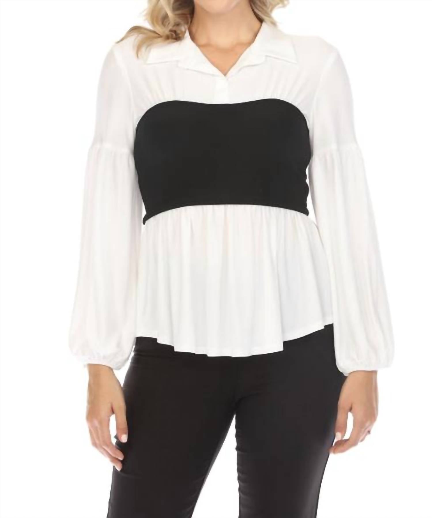 Joseph Ribkoff - Two-Tone Billow Sleeve Tunic