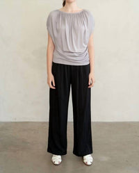 Elle Grey - Draped Gathered Neckline Blouse