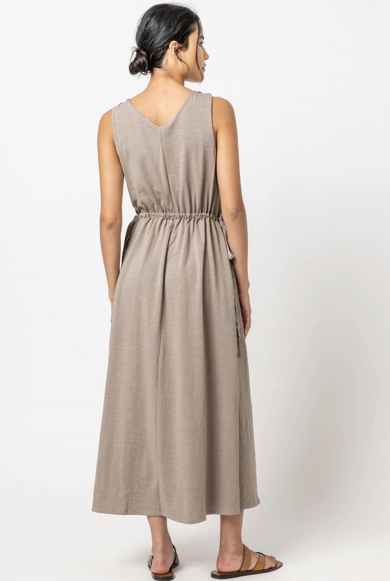 Lilla P - Women's Drawcord Waist Maxi Dress