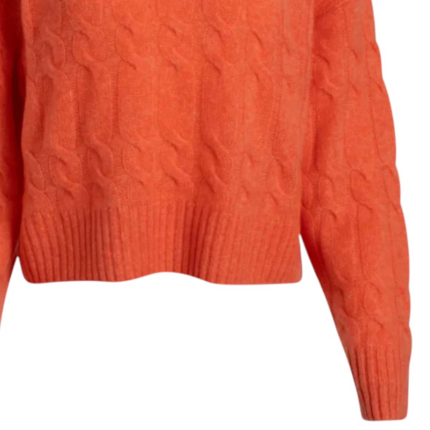 NAADAM Women's Featherweight Cashmere Cable Crew Sweater in nectar - women's sweater - alternate view