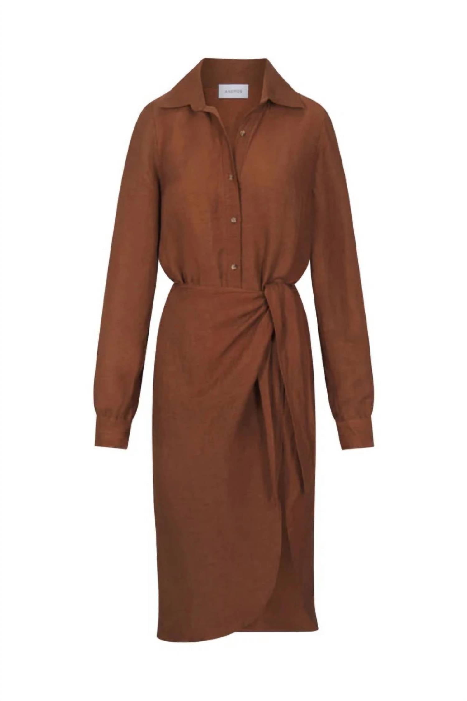 ANEMOS Women's The L.a. Button Down Dress in espresso - women's long sleeve top