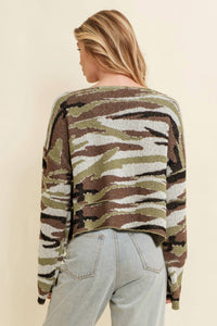 Cloud Ten - Camo Boat Neck Sweater