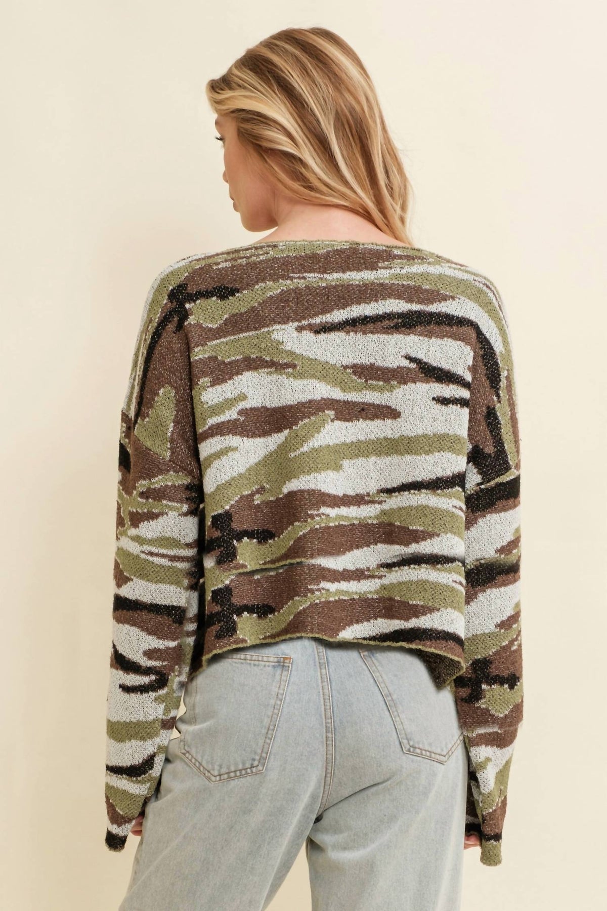 Cloud Ten - Camo Boat Neck Sweater