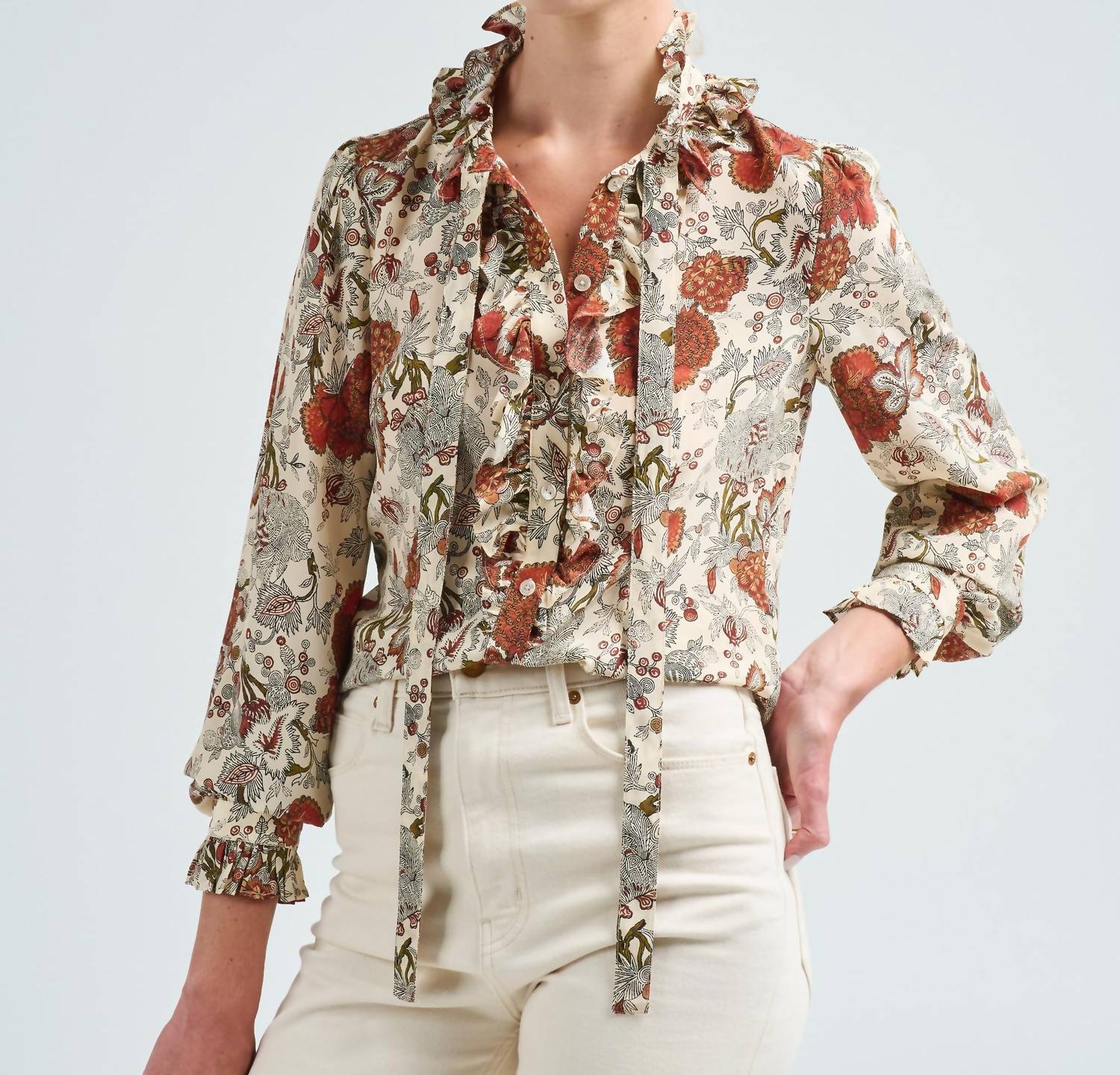 Ulla Johnson - Catroux Silk Long Sleeve Button Front Blouse
