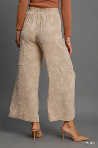 Umgee - Floral Burnout Wide Leg Pants
