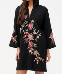 Johnny Was ZIP UP HOODED KNIT BEACH DRESS JUNIE in black - women's dress - view 4