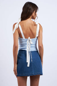Sky To Moon - Women's Floral Smocked Tie Back Tank Top