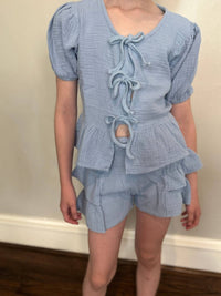 T2Love - Girls' Smocked Side Ruffle Shorts