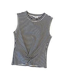 J. Society Women's Striped Twist Front Tank in navy - women's tank top