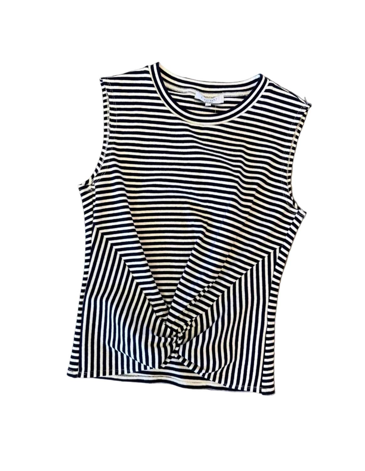 J. Society Women's Striped Twist Front Tank in navy - women's tank top