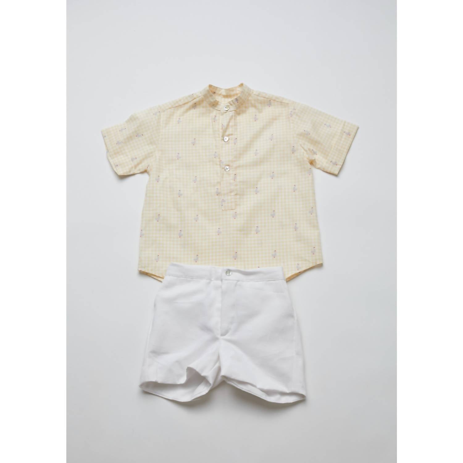 Pi and Pa Boy's Patos Shorts Set in beige - item - detail view