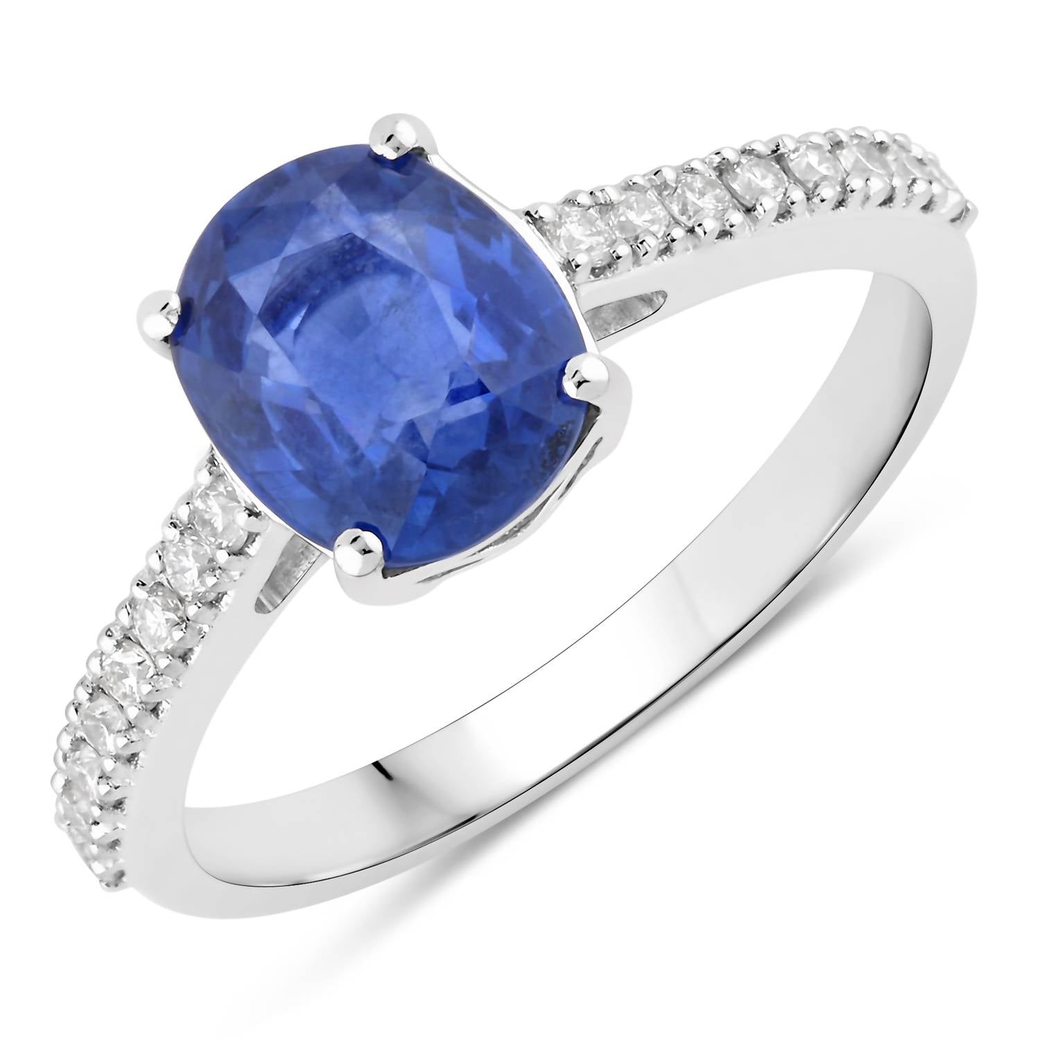 Diana M Jewels Women's Cushion Natural Sapphire Fashion Ring (2.64 Ct) - Signature in 18k white gold - women's jewelry