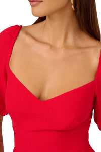 Adrianna Papell - Solid Sweetheart Neckline Midi Dress
