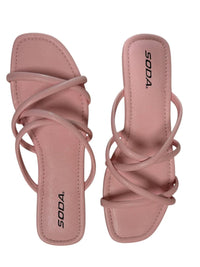 SODA Women's Criss Cross Strappy Sandals in pink - women's sandal - alternate view