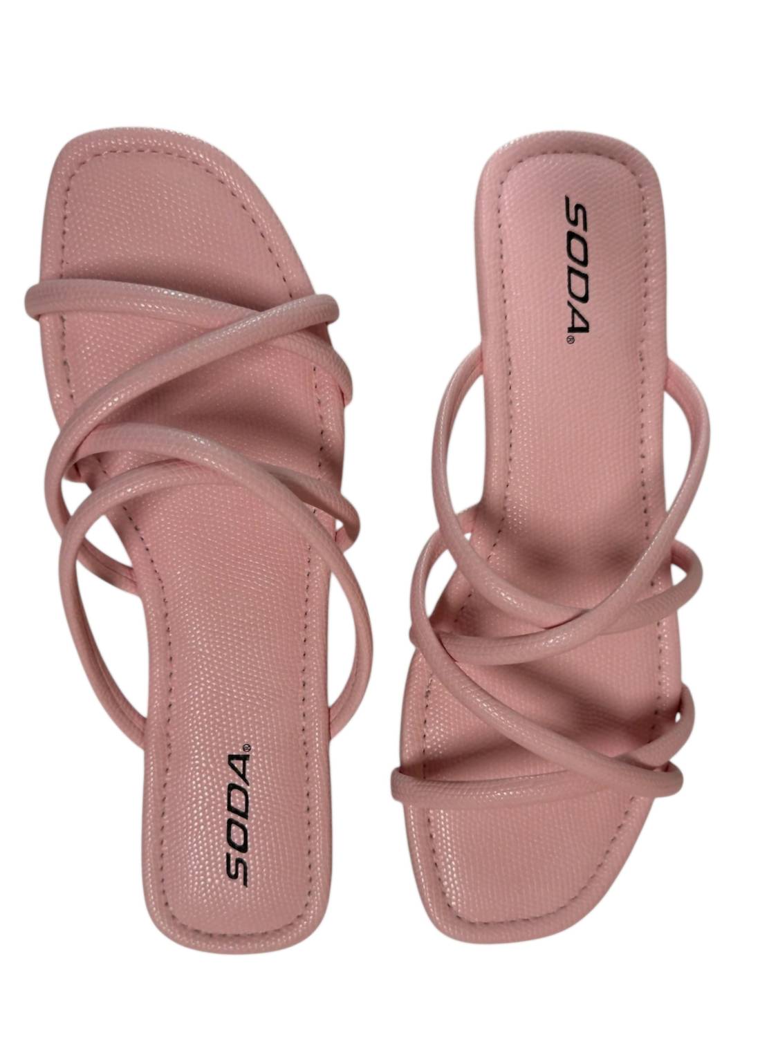 SODA Women's Criss Cross Strappy Sandals in pink - women's sandal - alternate view