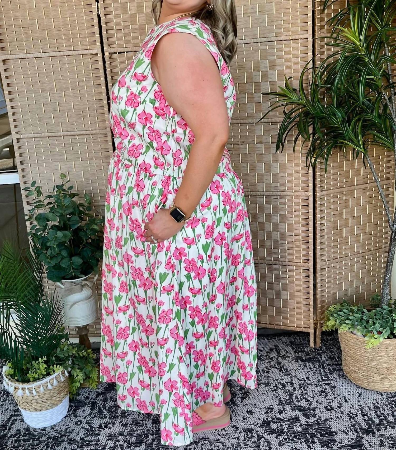 Polagram - Blooming Beauty Floral Top And Midi Skirt Set