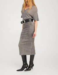 SPRWMN Tube Skirt in castle grey - women's skirt - detail view