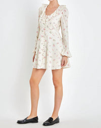 English Factory - FLORAL RUFFLED NECK DRESS