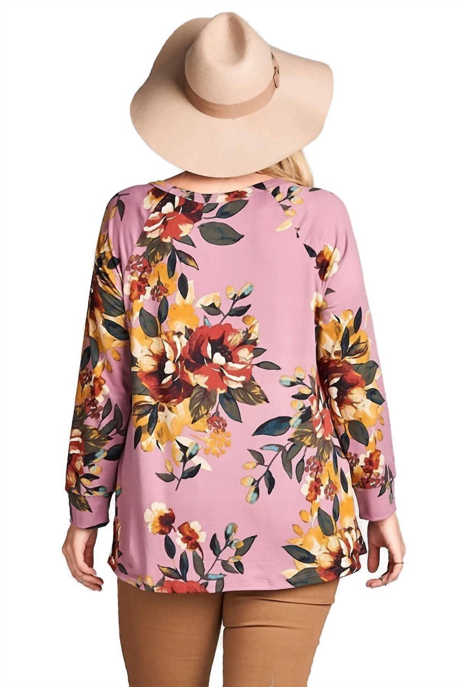 Umgee - Floral Lace Up Top - PLUS