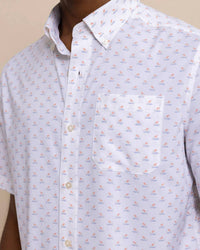 SOUTHERN TIDE Beach Voyager Sportshirt in classic white - men's shirt - alternate view