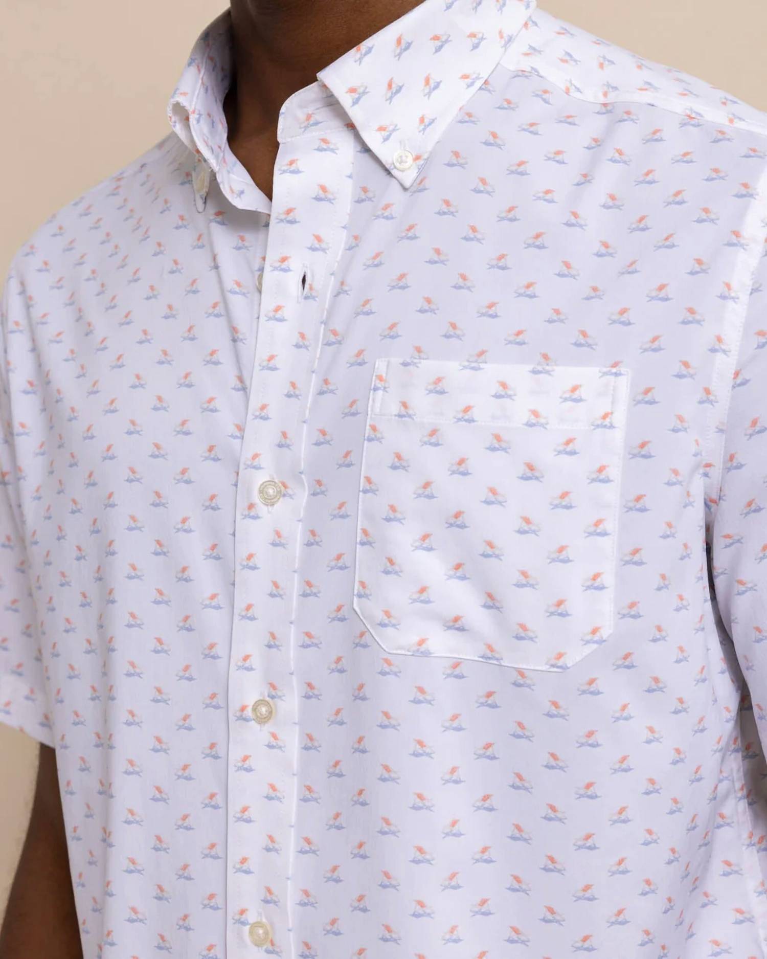 SOUTHERN TIDE Beach Voyager Sportshirt in classic white - men's shirt - alternate view