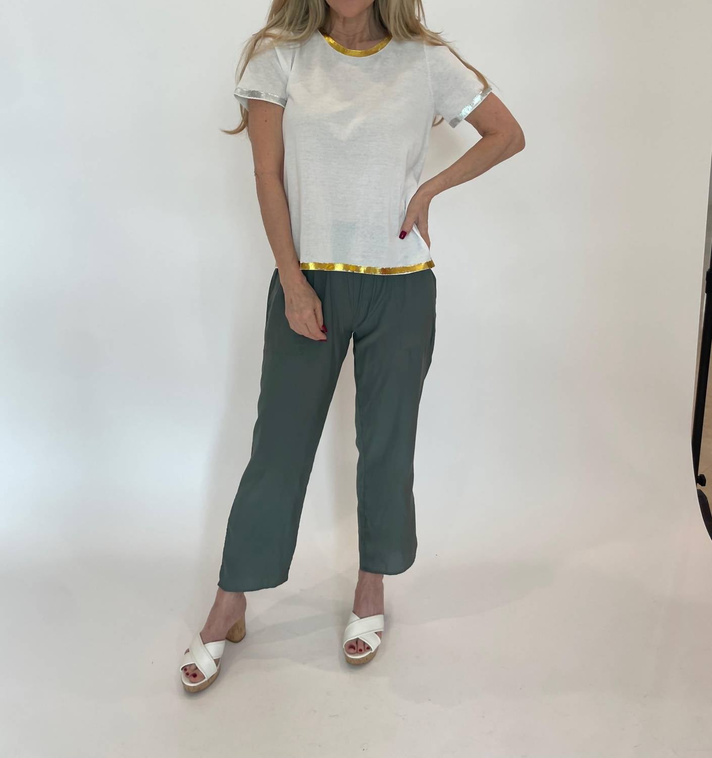 Peace Of Cloth - Sonya Short Sleeve Crew Top With Foil