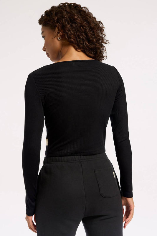 Bandier - Rivington Ribbed Long Sleeve Scoop Neck Crop Top