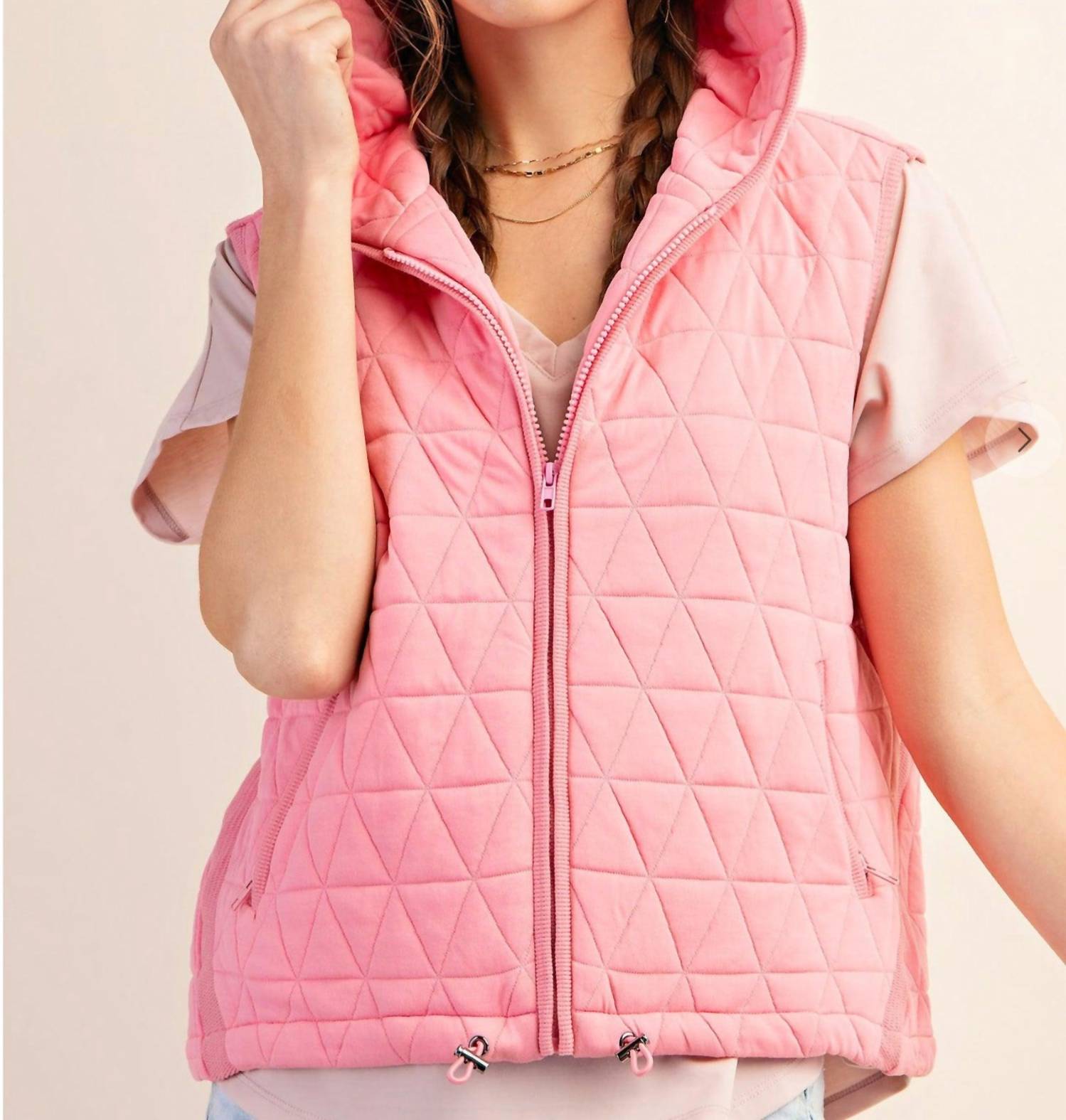 Kori - Hooded Lined Side Pocket Sleeveless Vest