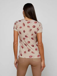 L'Agence Ressi Fitted Tee in taupe dark red faded kiss - women's t-shirt - detail view