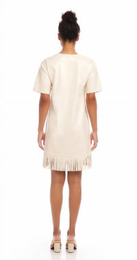 Karen Kane - Faux Leather Dress With Fringe