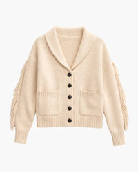 White + Warren - CASHMERE BLEND LUXE FRINGE COATIGAN