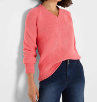 Nic + Zoe - V-Neck Shaker Stitch Sweater