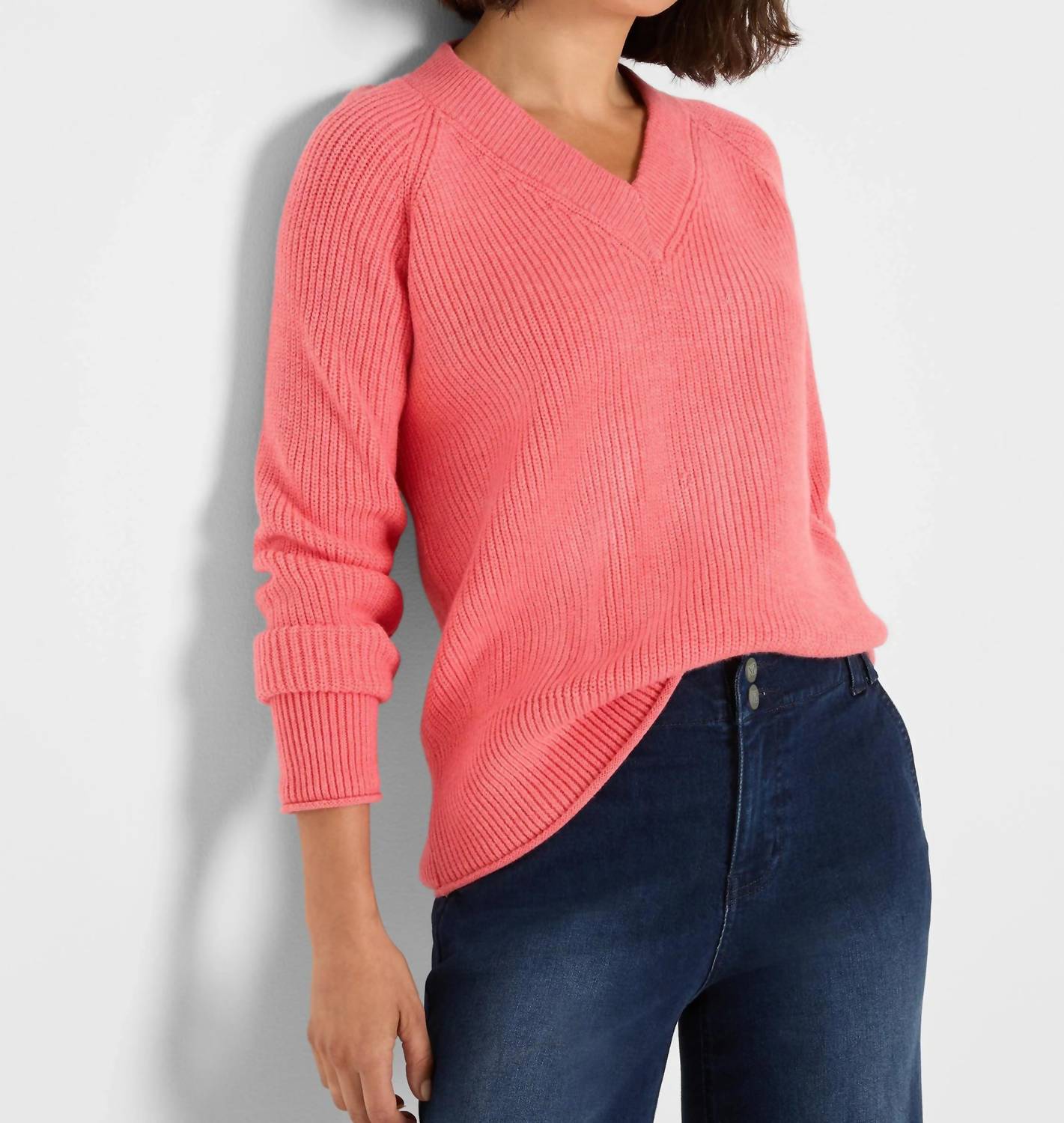 Nic + Zoe - V-Neck Shaker Stitch Sweater