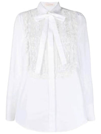 Valentino Lace-bib Tailored Shirt in white - women's blouse - view 4