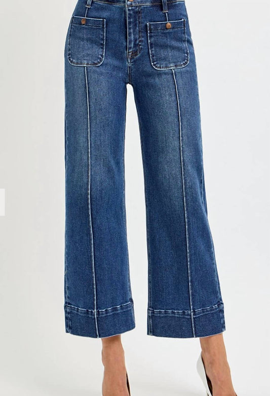 Risen - High Rise Crop Wide Leg Jeans