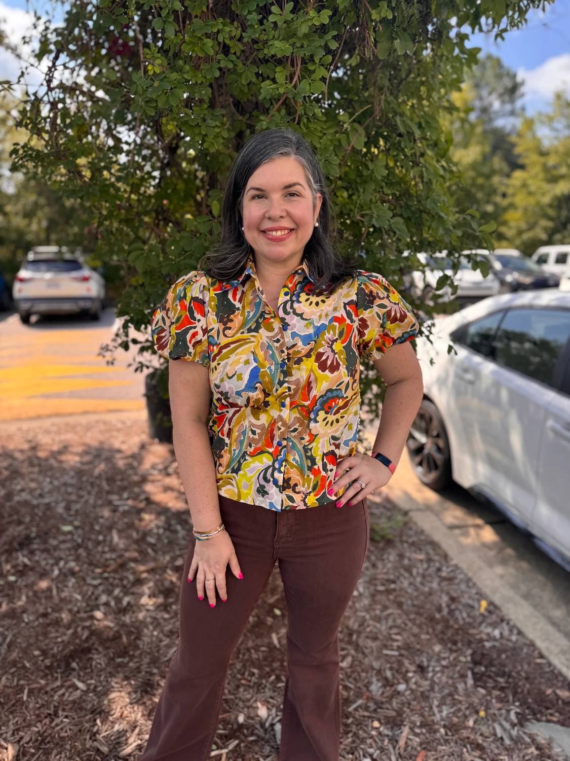 Pinch - Floral Print Puffed Sleeve Blouse Top