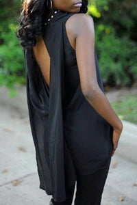V-Neck Floral Jeweled Open Back Tunic