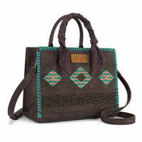 Wrangler AZTEC CROSSBODY WITH SCARF HANDLE TOTE in coffee - women's bag