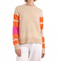 Brodie Cashmere - Irregular Shape Stripe Maya Crew Sweater