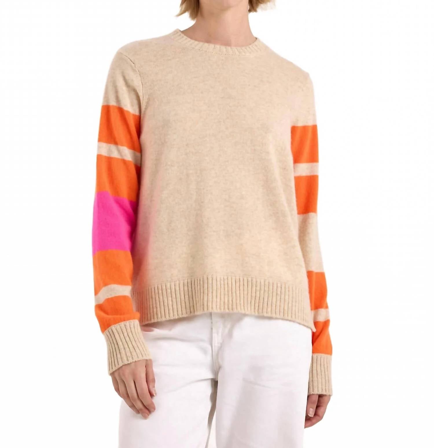 Brodie Cashmere - Irregular Shape Stripe Maya Crew Sweater