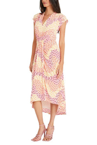 Maggy London - Cap Sleeve Geo Print Midi Dress