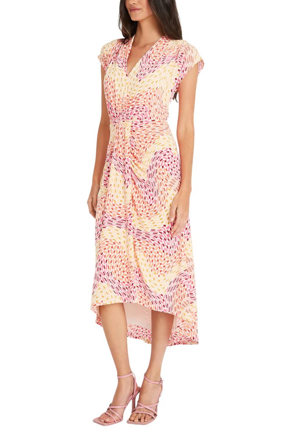 Maggy London - Cap Sleeve Geo Print Midi Dress