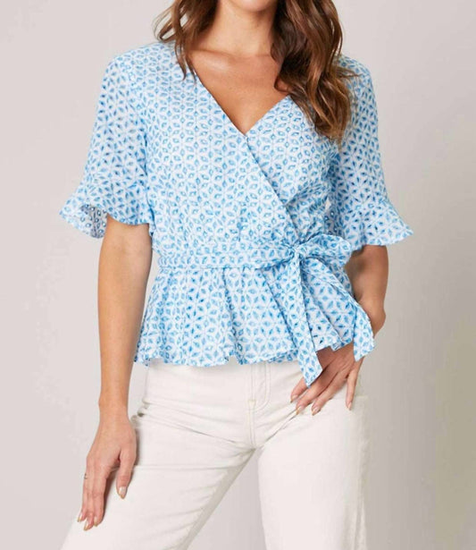 Sugarlips - Eyelet Surplice Peplum Top