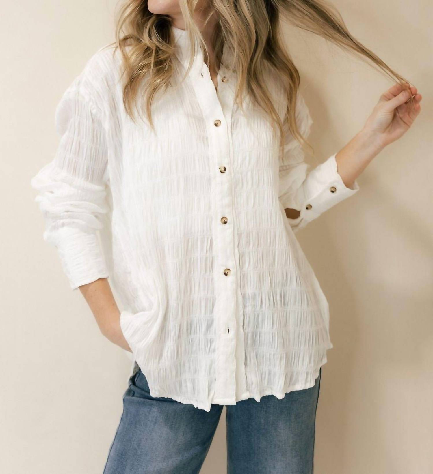 Hem & Thread - Calla Crinkle Button Up Top